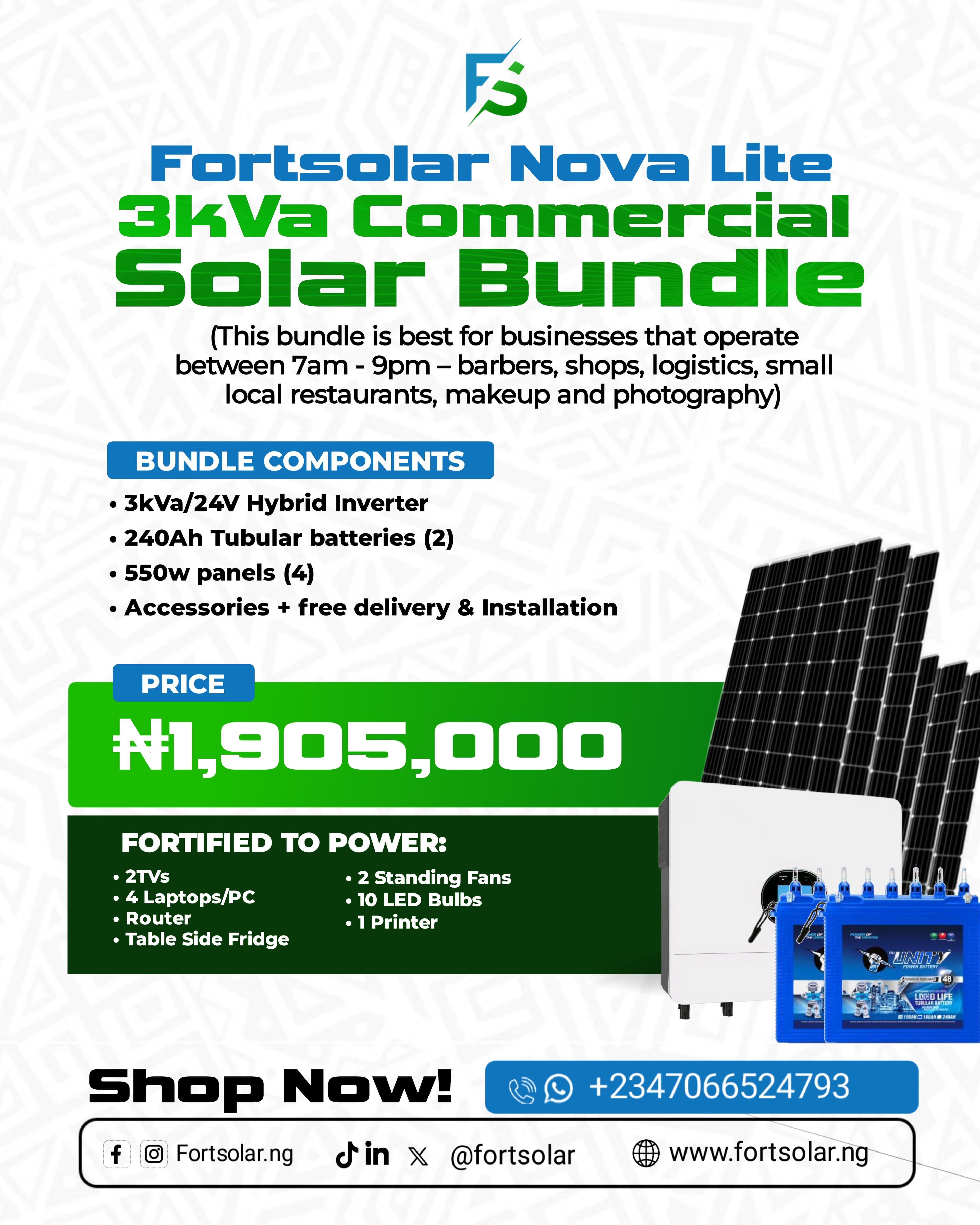 3kva commercial solar bundle package